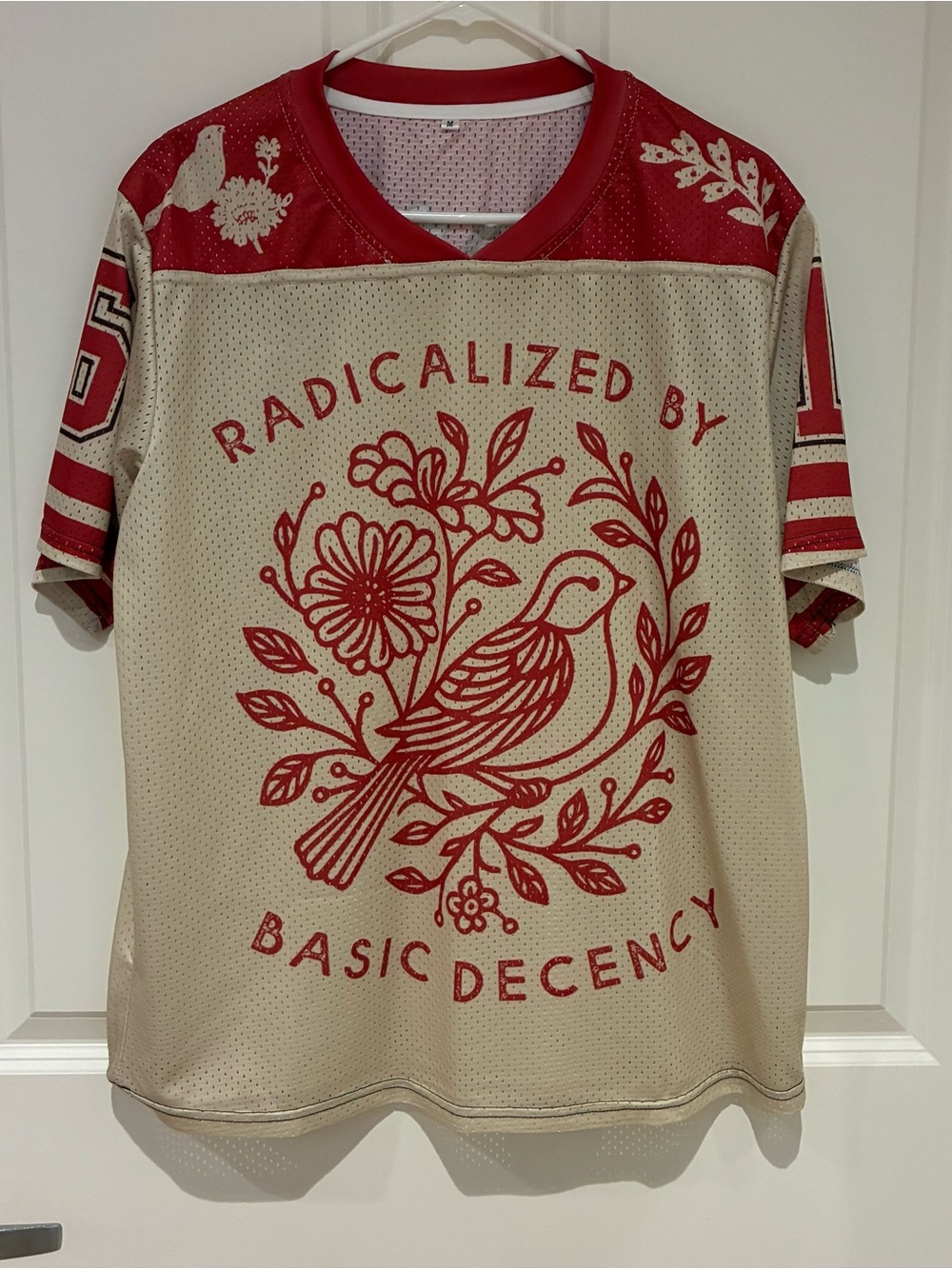 Radicalized By Basic Decency Red & Cream Graphic Jersey - Unbranded